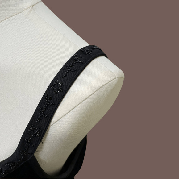 Hillard & Hanson Tank Dress | Black Sueded Beaded | Size 10 | Vintage - Picture 5 of 5